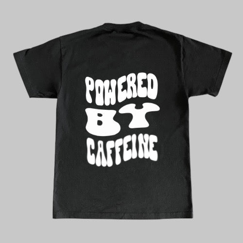 "Powered By Caffeine" Oversized Tee- Black